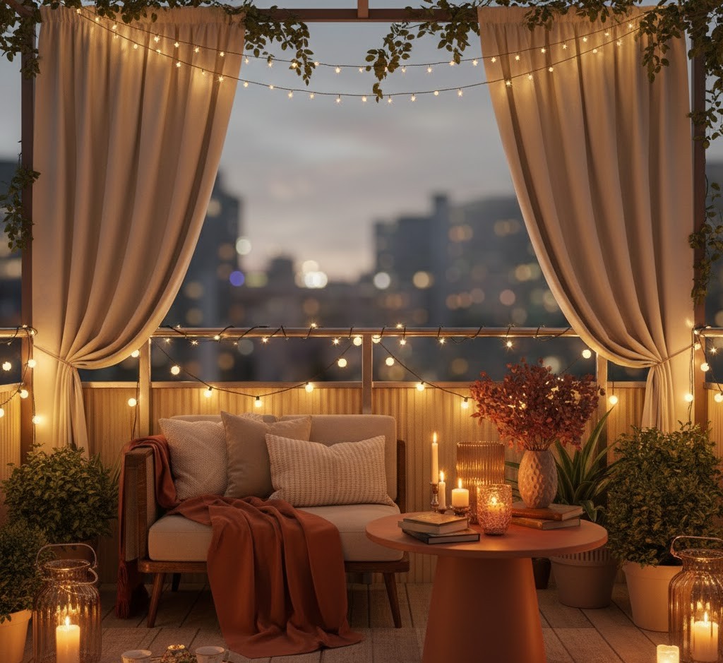 Balcony space with elegant decorations